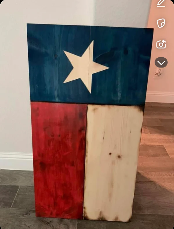 Texas state wooden flag