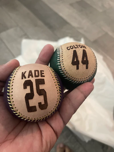 Custom baseball in hand
